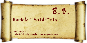 Berkó Valéria névjegykártya