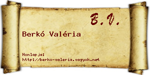 Berkó Valéria névjegykártya